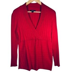 Style & Co Long Sleeves Women's V-neck Top Size Medium